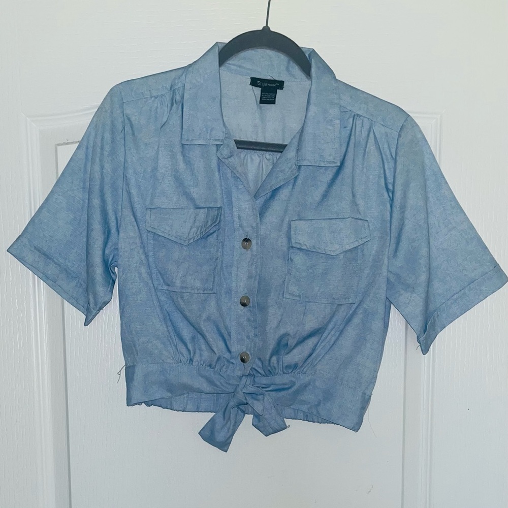 Light Blue Button-Up Women's Top